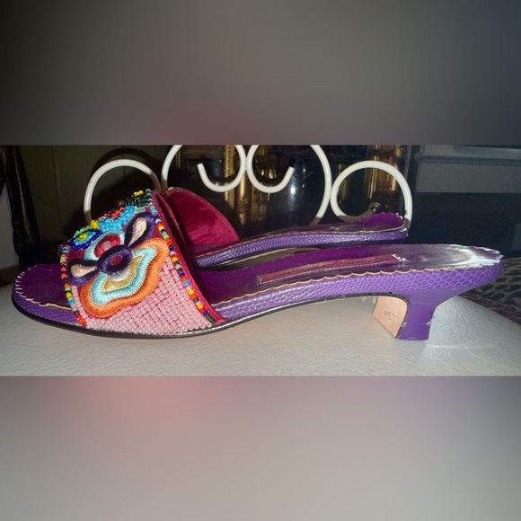 Beverly Feldman Purple Beaded Sandals - Picture 3 of 4